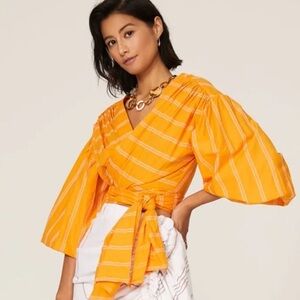 Acler Orange Striped Blouse